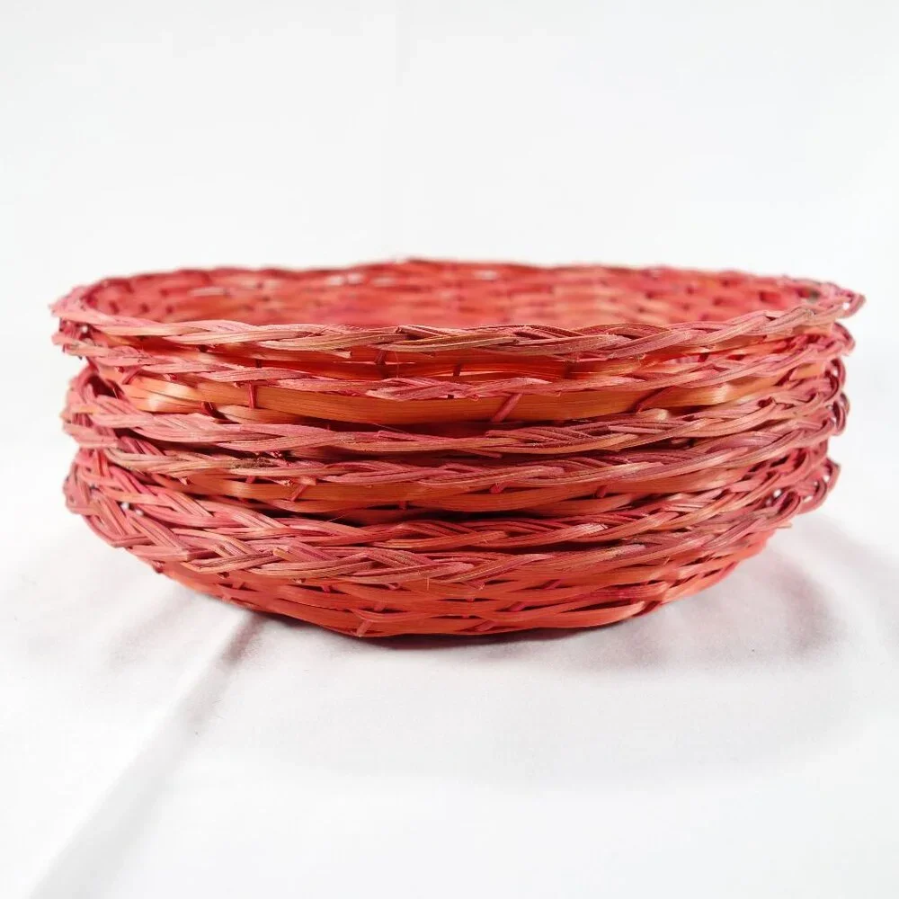 Vintage Red Wicker Rattan Picnic Camping 9